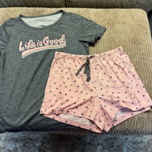 Life Is Good Gray Crew Neck Tee